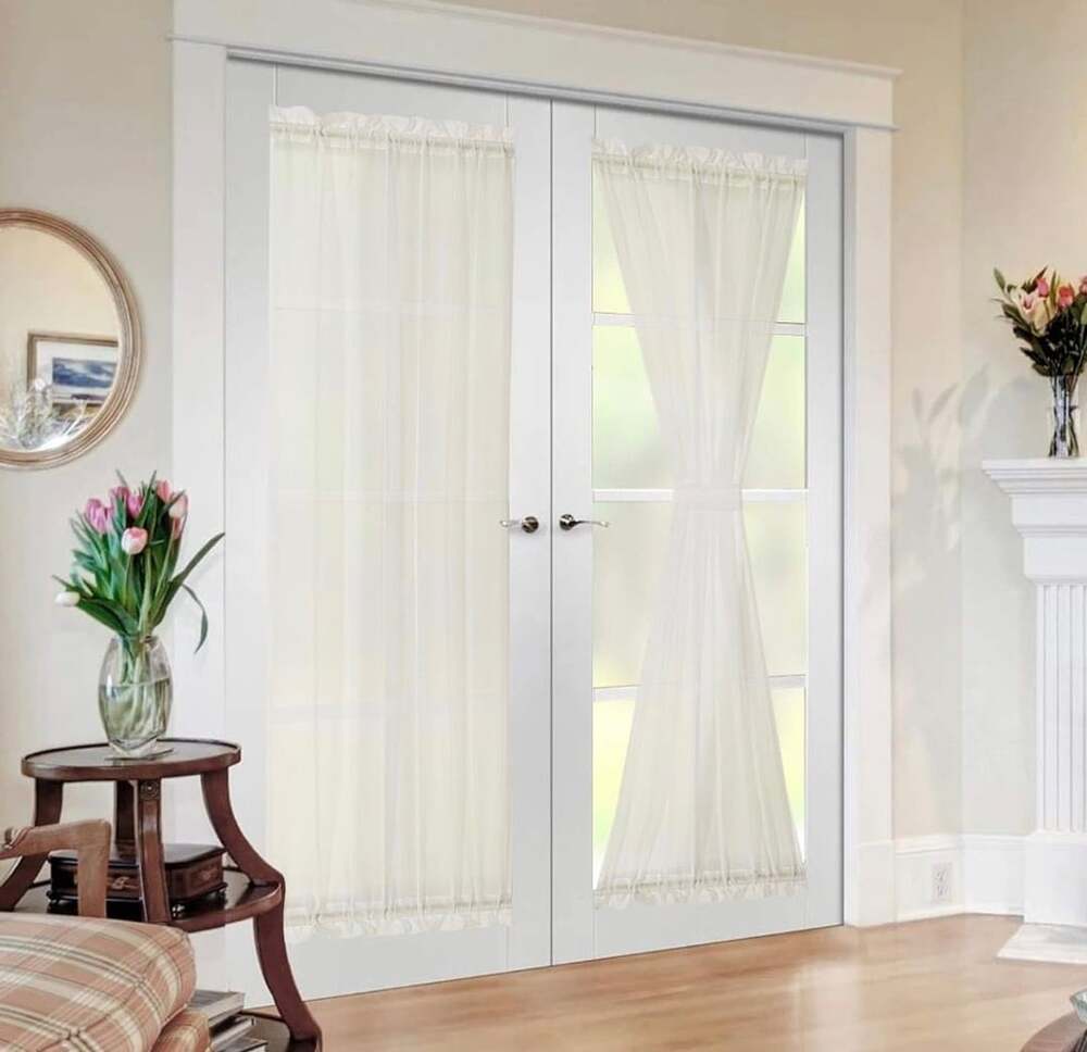 Miulee French Door Sheer Curtains 54" x 72" White Pack Of 2